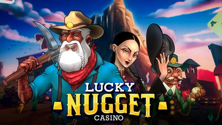 Lucky Nugget characters Dan, Miss Dice and the gentleman gambler